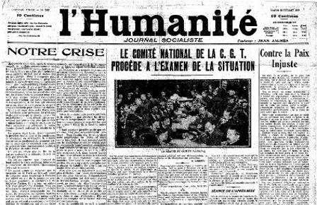 L'Humanit&eacute;, ejemplar del 22 de julio de 191
